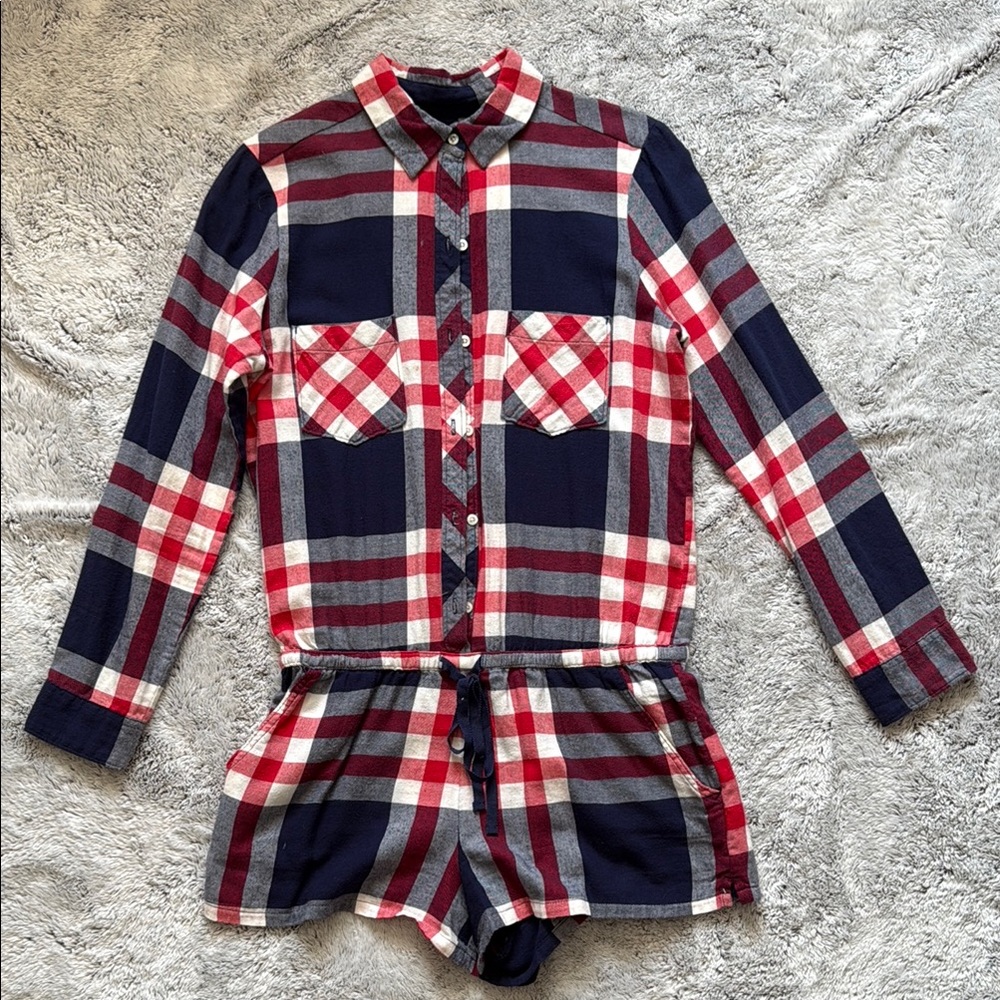 Aerie Plaid Flannel Button-Up Romper!